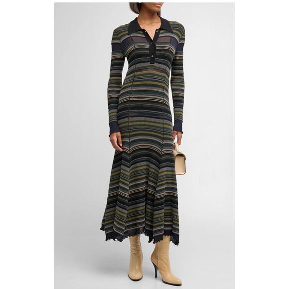 3.1 Phillip Lim Striped Reversible Maxi Dress - L (New) - Picture 1 of 9